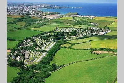 an aerial view of a city and the ocean at Premium Chalet at Newquay Away Resorts MV7 in Newquay