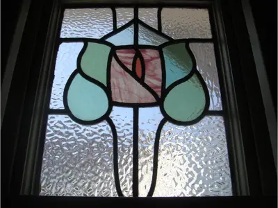 astained glass window in a room with aperature at Harbour Hotel in Newquay