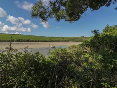 a view of a river with a boat in it at Gwel An Mor in Newquay