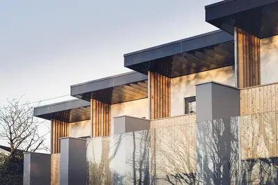 a rendering of a building with glass at Ocean-Walk Granny's Lane Perranporth in Perranporth