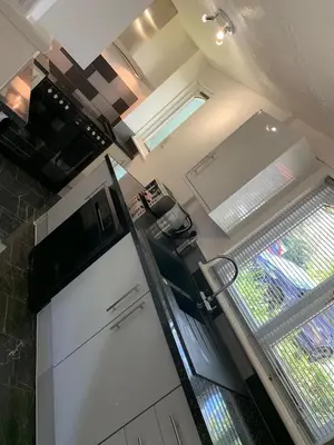an overhead view of a kitchen with a counter top at 44 Trevithick view in Saint Erth