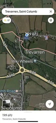a map of a city with a freeway and a street at Rose Cottage Bee Happy anex in Newquay