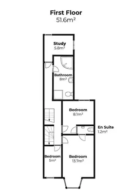 a floor plan of the first floor of a house at St Hilary in St Ives