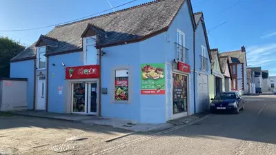 a blue building on the side of a street at Nice big 2 double bedroom Apartment in the Town in Newquay