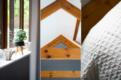 two pictures of a room with a window at Curlew Cottage in Uny Lelant