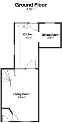 a drawing of a floor plan of a house at Curlew Cottage in Uny Lelant