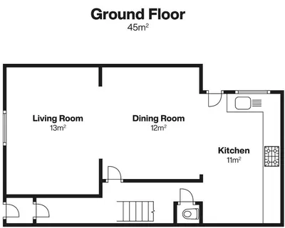 a diagram of a floor plan of a house at 23 Trenwith Place in St Ives
