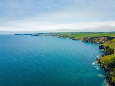 an aerial view of a large body of water at Gull Lodge in Port Isaac