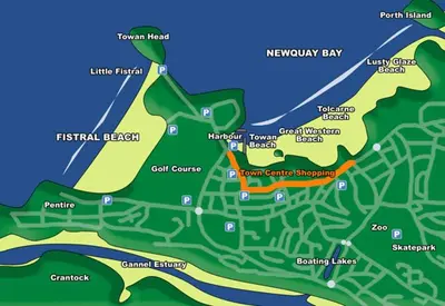 a map of the newrylly bay resort at Amazing 2-bedroom apartment with lovely sea views in Newquay