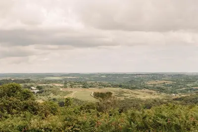 a view of the countryside from the top of a hill at Kitts Cottage, Redruth, Cosy Cornish Retreat in Redruth