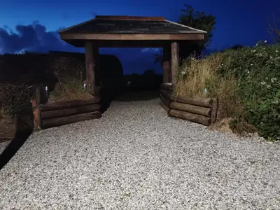 a gazebo sitting on top of a pile of gravel at Glamping Pods Nr Port Isaac in Port Isaac