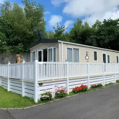 Mollys Retreat pet friendly three bed caravan with small garden Newquay Bay Resort Quieter area of park