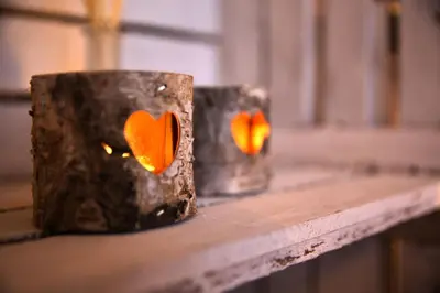 two cups with a heart in them sitting on a table at The Neyth in Budock Water