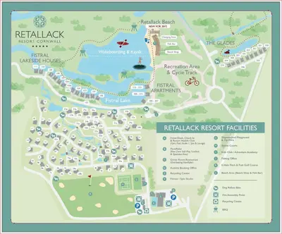 a map of the reiki resort facilities at Skylark sleeps 8 private Hot Tub & Dogs welcome Nr Padstow, Resort Pool Bar & Watersports in Saint Columb Major