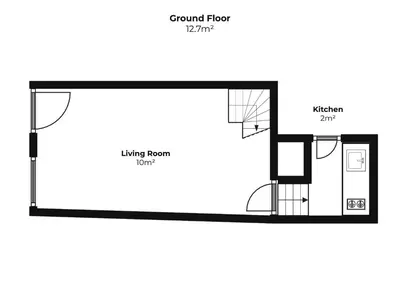 a floor plan of a small house at Tiddles in St Ives