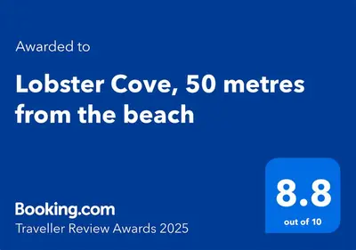 a screenshot of a phone with the locker cove metres from the beach at Lobster Cove, Excellent location, Close to beach & coastal walks, Family run in Port Isaac
