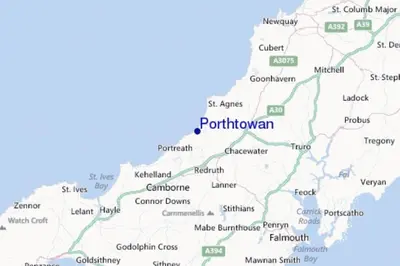a map of the provinces of portugal at Whispering Waves in Porthtowan, Beachfront Apartment in Porthtowan
