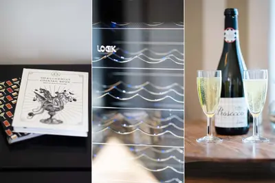 a bottle of wine and a glass of champagne at Jack's Corner in St Ives