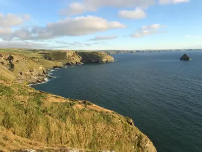 an aerial view of a large body of water at Badgers Rest in Tintagel