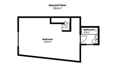 a schematic diagram of the second floor of a house at Secret Cottage in St Ives