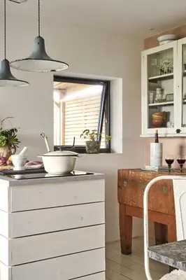 a kitchen with a counter with a bowl on top of it at The Tidal Shore - Adults Only - in Marazion