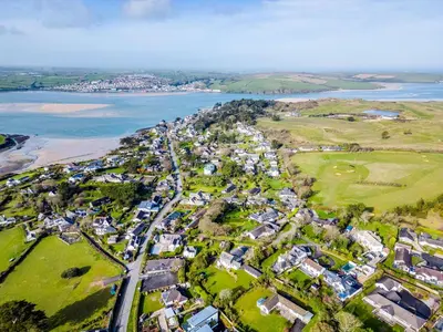 an aerial view of a town next to the water at Rock Hill in Padstow