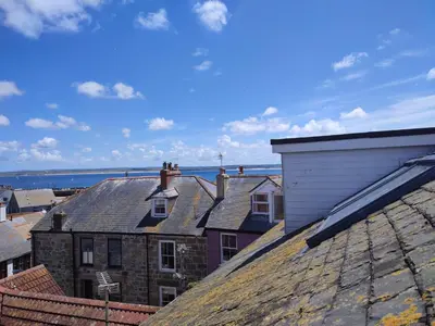 a view from the roof of a building at Cheerful Fisherman,s Cottage in St Ives