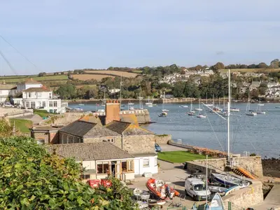 a view of a harbor with boats in the water at Flat 6 in Falmouth