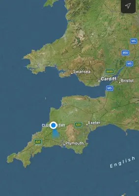 a map of england with a blue circle on it at The Beehive -Stunning Views - Hot Tub - Romantic in Launceston