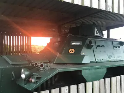 a machine sitting on top of a wooden table at Stunning views & sunrises from Sally Saracen in St Ives