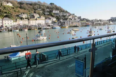 a body of water with boats in a harbor at Shellseekers Guest House in Looe
