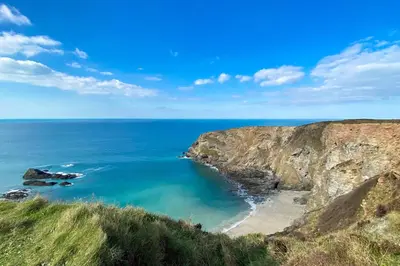 a view of the ocean from a cliff at Kerensa in Portreath