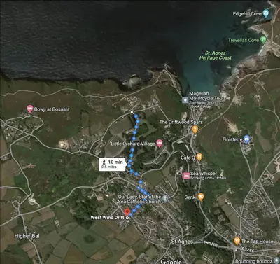 a map showing the location of the crash site at Howlyek, in St Agnes Village in St. Agnes