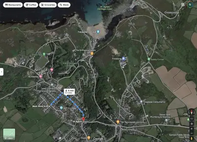 a map of the battlefield in multiplayer video game at Howlyek, in St Agnes Village in St. Agnes