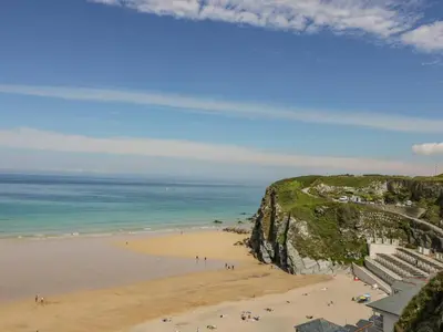 a view of a beach with people on it at 13 Cliff Edge in Newquay