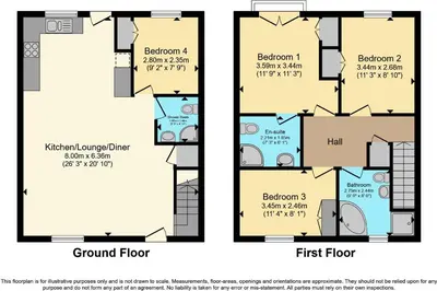 a floor plan of a house at Primrose Cottage, spacious 4 bed house near Newquay in Newquay
