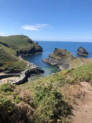 a view of the ocean from a hill at Little Valley View in Otterham