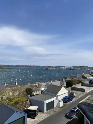 a view of a harbor with boats in the water at Frobisher Apartments in Falmouth