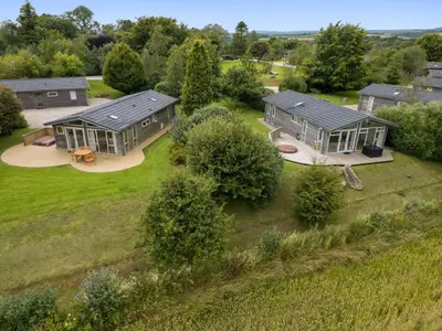 an overhead view of a house in a field at 3 Horizon View in Liskeard