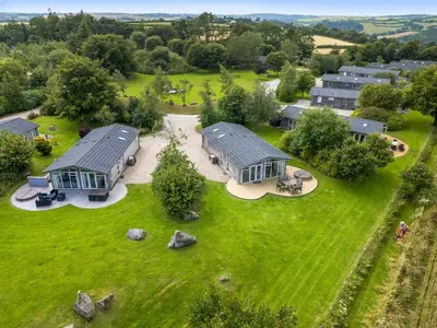 an aerial view of a home with a yard at 4 Horizon View in Liskeard