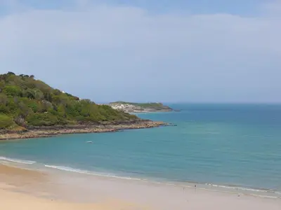 a view of a beach with the ocean at Surf and Sand in St Ives