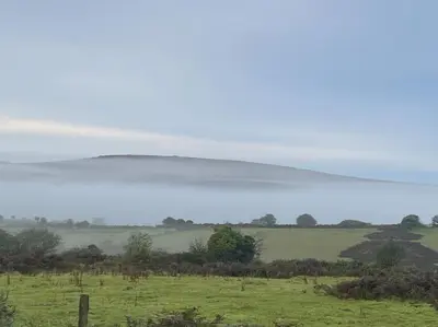 a large white object in a field of grass at Skyber Barn, a rural retreat on Bodmin Moor in Liskeard