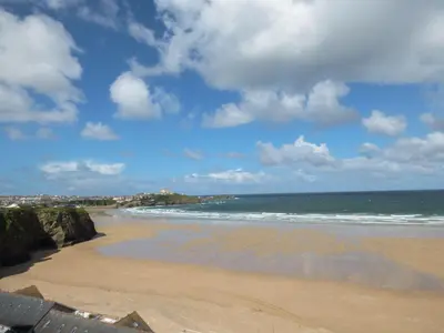 a view of a beach with the ocean at Flat 4 in Newquay