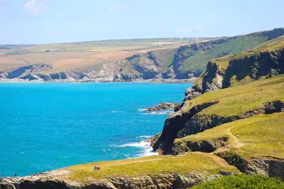 a view of the ocean from a hill at Sea Gem, Port Isaac Bay Holidays in Port Isaac