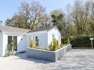 a small white shed with plants in it at The View in Bodmin