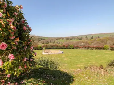 a park with a bench in the middle of a field at The View in Bodmin