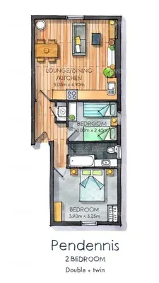 a floor plan of a house at Pendennis - Bright Victorian flat, sea views & close to beach in Falmouth