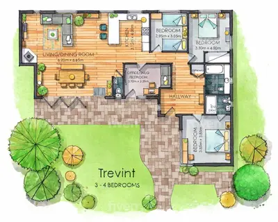 a drawing of a floor plan of a house at Trevint - Modern beach house in Falmouth near beach, private garden and parking in Falmouth