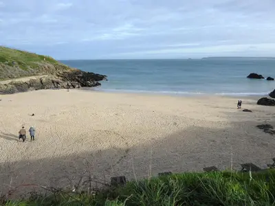 a group of people walking on a beach at Grey Mullet Guest House in St Ives