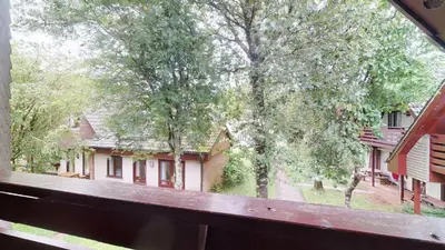 a view from a window of a house with trees at 48 Trevithick Court, Tolroy Manor in Hayle